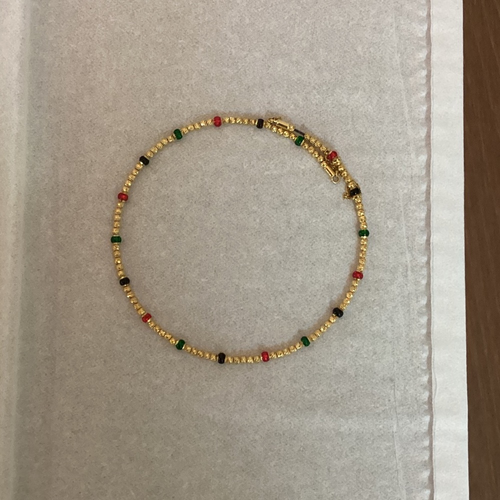 24k gold beaded bracelet with multiple enamel beads between